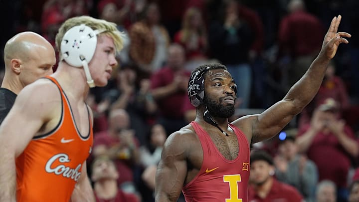Iowa State's Paniro Johnson won his second Big 12 title Sunday night.