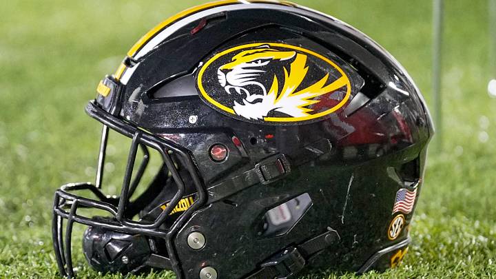 Aug 28, 2025; Columbia, Missouri, USA; A general view of a Missouri Tigers helmet against the Central Arkansas Bears during the second half of the game at Faurot Field at Memorial Stadium. Aug 28, 2025; Columbia, Missouri, USA; A general view of a Missouri Tigers helmet against the Central Arkansas Bears during the second half of the game at Faurot Field at Memorial Stadium.
