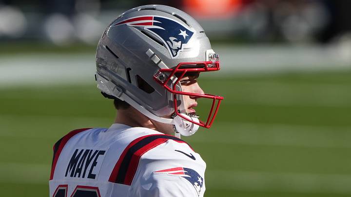 Feb 8, 2026; Santa Clara, CA, USA; New England Patriots quarterback Drake Maye (10) before Super Bowl LX against the Seattle Seahawks at Levi's Stadium. Mandatory Credit: Darren Yamashita-Imagn Images