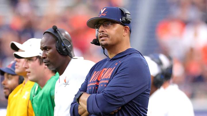 Sep 11, 2026; Charlottesville, Virginia, USA; Virginia Cavaliers head coach Tony Elliott looks on during the first quarter against the Norfolk State Spartans at Scott Stadium. Mandatory Credit: Amber Searls-Imagn Images Sep 11, 2026; Charlottesville, Virginia, USA; Virginia Cavaliers head coach Tony Elliott looks on during the first quarter against the Norfolk State Spartans at Scott Stadium. Mandatory Credit: Amber Searls-Imagn Images