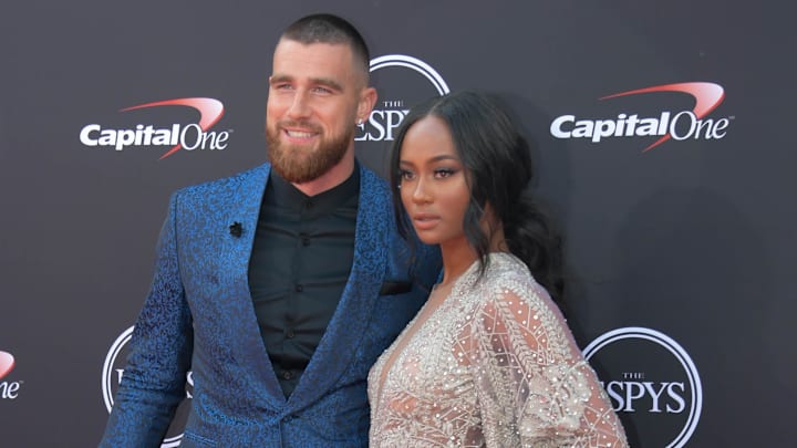 Jul 18, 2018; Los Angeles, CA, USA; Kansas City Chiefs tight end Travis Kelce and Kayla Nicole arrive for the 2018 ESPYS at Microsoft Theatre. Mandatory Credit: Kirby Lee-Imagn Images Jul 18, 2018; Los Angeles, CA, USA; Kansas City Chiefs tight end Travis Kelce and Kayla Nicole arrive for the 2018 ESPYS at Microsoft Theatre. Mandatory Credit: Kirby Lee-Imagn Images