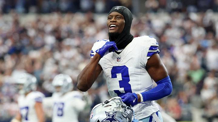 Sep 14, 2025; Arlington, Texas, USA; Dallas Cowboys wide receiver George Pickens (3) reacts after a play against the New York Giants during the fourth quarter at AT&T Stadium. Mandatory Credit: Kevin Jairaj-Imagn Images Sep 14, 2025; Arlington, Texas, USA; Dallas Cowboys wide receiver George Pickens (3) reacts after a play against the New York Giants during the fourth quarter at AT&T Stadium. Mandatory Credit: Kevin Jairaj-Imagn Images