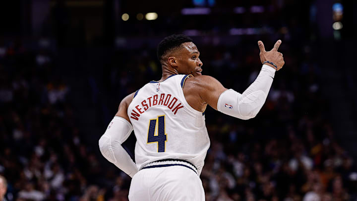 Denver Nuggets guard Russell Westbrook (4) against the Phoenix Suns at Ball Arena.