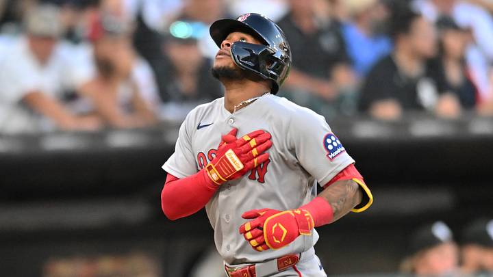Jul 7, 2026; Chicago, Illinois, USA; Boston Red Sox center fielder Ceddanne Rafaela (3) rounds the bases after hitting a two-run home run against the Chicago White Sox during the second inning at Rate Field. Mandatory Credit: Patrick Gorski-Imagn Images