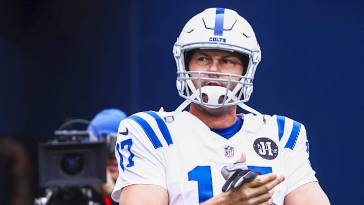 Dec 14, 2025; Seattle, Washington, USA; Indianapolis Colts quarterback Philip Rivers (17) emerges from the locker room for pregame warmups against the Seattle Seahawks at Lumen Field. Dec 14, 2025; Seattle, Washington, USA; Indianapolis Colts quarterback Philip Rivers (17) emerges from the locker room for pregame warmups against the Seattle Seahawks at Lumen Field.