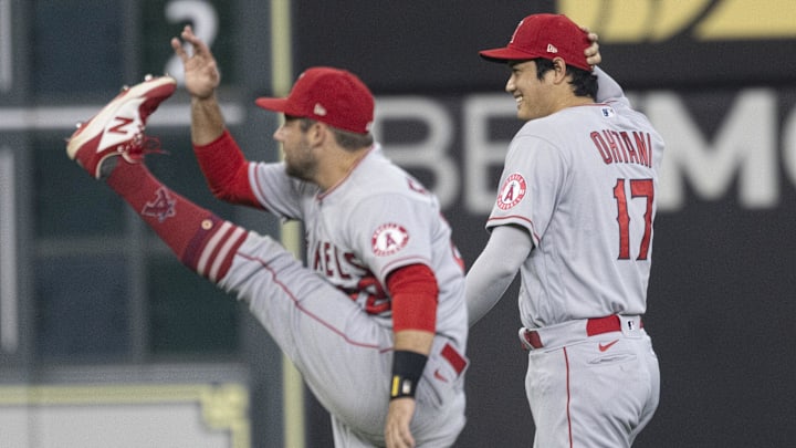 Sep 9, 2022; Houston, Texas, USA;  Los Angeles Angels shortstop David Fletcher (22) and designated