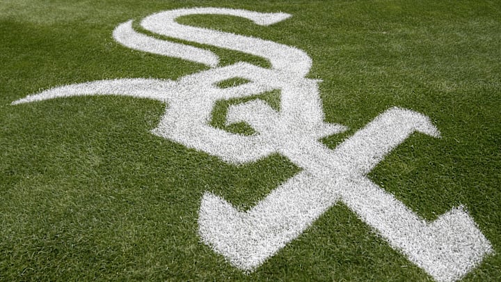 Aug 18, 2014; Chicago, IL, USA; The Chicago White Sox logo behind home plate before a game between the Chicago White Sox and the Texas Rangers at U.S Cellular Field. Mandatory Credit: Jon Durr-Imagn Images
