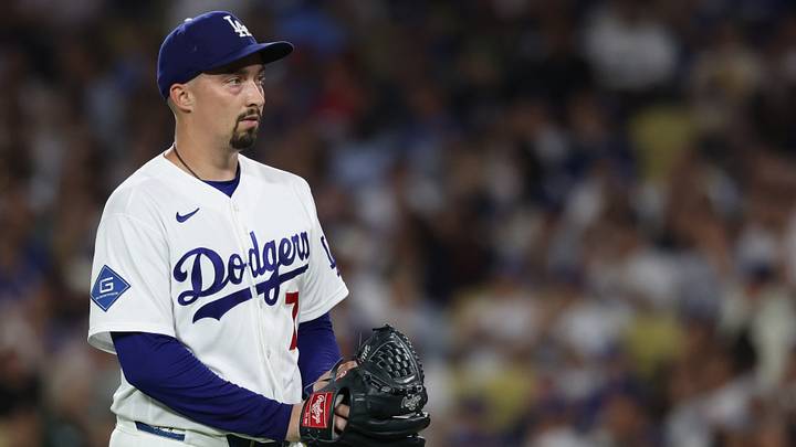 Sep 4, 2026; Los Angeles, California, USA; Los Angeles Dodgers pitcher Blake Snell (7) reacts during the fifth inning against the Washington Nationals at Dodger Stadium. Mandatory Credit: Kiyoshi Mio-Imagn Images Sep 4, 2026; Los Angeles, California, USA; Los Angeles Dodgers pitcher Blake Snell (7) reacts during the fifth inning against the Washington Nationals at Dodger Stadium. Mandatory Credit: Kiyoshi Mio-Imagn Images