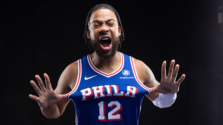 Sep 26, 2025; Camden, NJ, USA; Philadelphia 76ers Trendon Watford poses for a photo during media day. Mandatory Credit: Bill Streicher-Imagn Images Sep 26, 2025; Camden, NJ, USA; Philadelphia 76ers Trendon Watford poses for a photo during media day. Mandatory Credit: Bill Streicher-Imagn Images