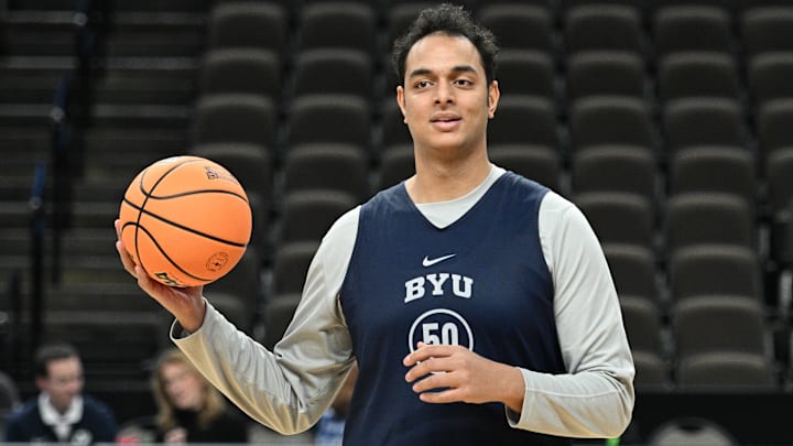 Mar 20, 2024; Omaha, NE, USA;  Brigham Young Cougars center Aly Khalifa (50)