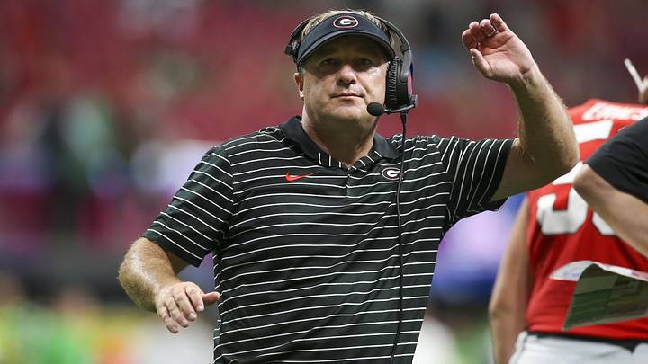 Sep 3, 2022; Atlanta, Georgia, USA; Georgia Bulldogs head coach Kirby Smart on the sideline against the Oregon Ducks in the second half at Mercedes-Benz Stadium. Mandatory Credit: Brett Davis-Imagn Images
