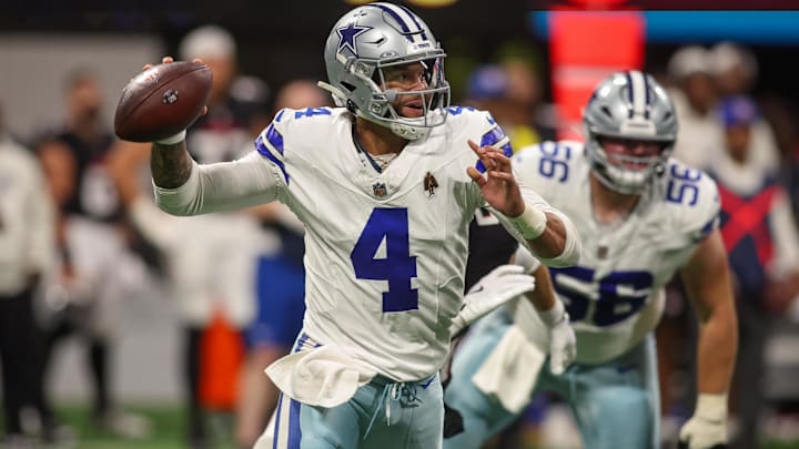 Dallas Cowboys quarterback Dak Prescott throws a pass against the Atlanta Falcons. Dallas Cowboys quarterback Dak Prescott throws a pass against the Atlanta Falcons.