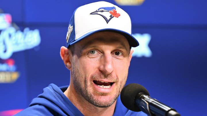 Oct 25, 2025: Toronto Blue Jays pitcher Max Scherzer at Rogers Centre.