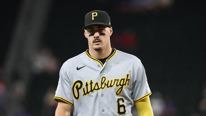 Apr 23, 2026; Arlington, Texas, USA; Pittsburgh Pirates shortstop Konnor Griffin (6) warms up before the game against the Texas Rangers at Globe Life Field. Mandatory Credit: Kevin Jairaj-Imagn Images