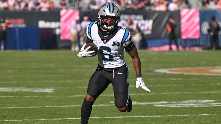 Carolina Panthers running back Miles Sanders (6)