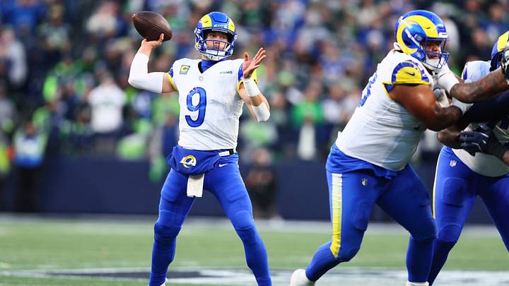 Jan 25, 2026; Seattle, WA, USA; Los Angeles Rams quarterback Matthew Stafford (9) passes against the Seattle Seahawks during the first half in the 2026 NFC Championship Game at Lumen Field. Mandatory Credit: Kevin Ng-Imagn Images Jan 25, 2026; Seattle, WA, USA; Los Angeles Rams quarterback Matthew Stafford (9) passes against the Seattle Seahawks during the first half in the 2026 NFC Championship Game at Lumen Field. Mandatory Credit: Kevin Ng-Imagn Images