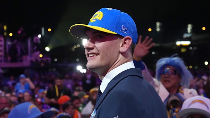 Apr 23, 2026; Pittsburgh, PA, USA; Alabama Crimson Tide quarterback Ty Simpson is selected by the Los Angeles Rams as the number 13 pick during the 2026 NFL Draft at Acrisure Stadium. Mandatory Credit: Kirby Lee-Imagn Images