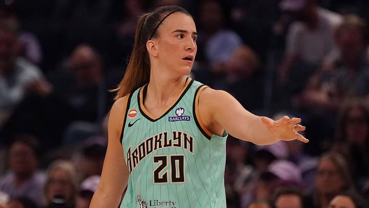 Jun 28, 2026; San Francisco, California, USA; New York Liberty guard Sabrina Ionescu (20) waits for play to resume against the Golden State Valkyries in the second quarter at Chase Center. Mandatory Credit: David Gonzales-Imagn Images Jun 28, 2026; San Francisco, California, USA; New York Liberty guard Sabrina Ionescu (20) waits for play to resume against the Golden State Valkyries in the second quarter at Chase Center. Mandatory Credit: David Gonzales-Imagn Images