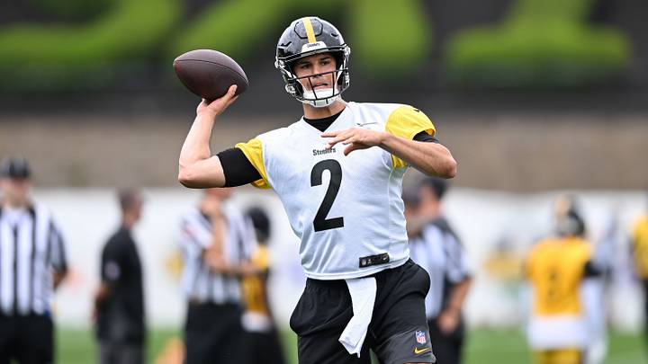 Jul 29, 2026; Latrobe, PA, USA; Pittsburgh Steelers quarterback Mason Rudolph (2) throws a pass during a practice session at Saint Vincent College. Mandatory Credit: Barry Reeger-Imagn Images Jul 29, 2026; Latrobe, PA, USA; Pittsburgh Steelers quarterback Mason Rudolph (2) throws a pass during a practice session at Saint Vincent College. Mandatory Credit: Barry Reeger-Imagn Images