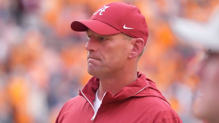 Alabama football coach Kalen DeBoer during the NCAA college football game against Tennessee on Saturday, Oct. 19, 2024, in Knoxville. Tenn.