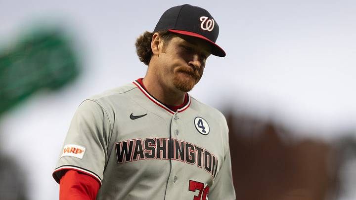 Jun 8, 2026; San Francisco, California, USA; Washington Nationals pitcher Miles Mikolas (36) walks off the field after escaping a jam against the San Francisco Giants during the fourth inning at Oracle Park. Mandatory Credit: D. Ross Cameron-Imagn Images