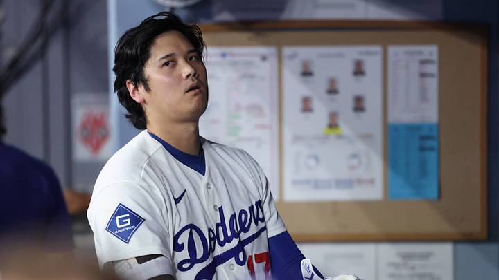 Oct 4, 2026; Los Angeles, California, USA; Los Angeles Dodgers designated hitter Shohei Ohtani (17) reacts after striking out during the seventh inning against the Atlanta Braves in game two of the NLDS for the 2026 MLB Playoffs at Uniqlo Field at Dodger Stadium. Mandatory Credit: Kiyoshi Mio-Imagn Images Oct 4, 2026; Los Angeles, California, USA; Los Angeles Dodgers designated hitter Shohei Ohtani (17) reacts after striking out during the seventh inning against the Atlanta Braves in game two of the NLDS for the 2026 MLB Playoffs at Uniqlo Field at Dodger Stadium. Mandatory Credit: Kiyoshi Mio-Imagn Images