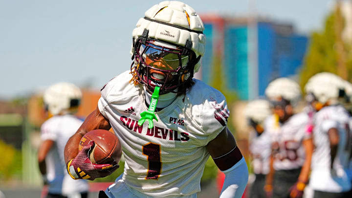 Arizona State defensive back Keith Abney II (1) runs back after a catch during the first day of fall practice in Tempe, Ariz. on July 30, 2025. Arizona State defensive back Keith Abney II (1) runs back after a catch during the first day of fall practice in Tempe, Ariz. on July 30, 2025.