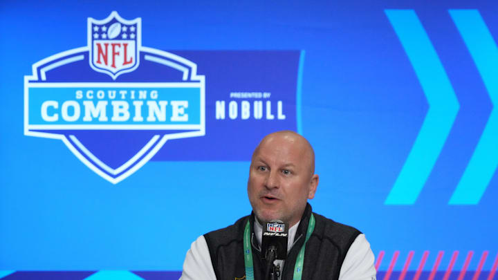 Feb 27, 2024; Indianapolis, IN, USA; Los Angeles Chargers general manager Joe Hortiz during the NFL Scouting Combine. Feb 27, 2024; Indianapolis, IN, USA; Los Angeles Chargers general manager Joe Hortiz during the NFL Scouting Combine.