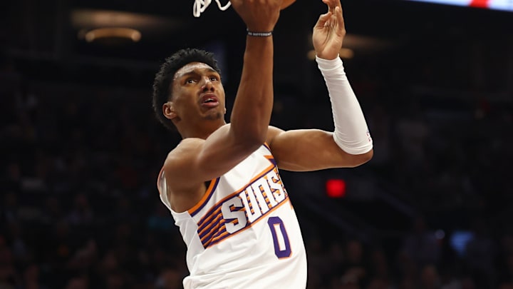 Oct 28, 2024; Phoenix, Arizona, USA; Phoenix Suns forward Ryan Dunn (0) against the Los Angeles Lakers at Footprint Center. Mandatory Credit: Mark J. Rebilas-Imagn Images