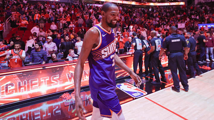 Phoenix Suns forward Kevin Durant after playing against the Houston Rockets at Toyota Center.