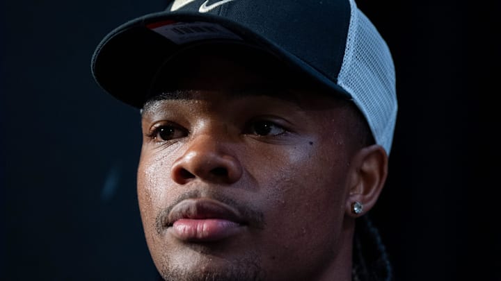 Andre Adams stands for a portrait after announcing his commitment to the University of Colorado during a ceremony at Antioch High School on Tuesday, April, 14, 2026 in Antioch.