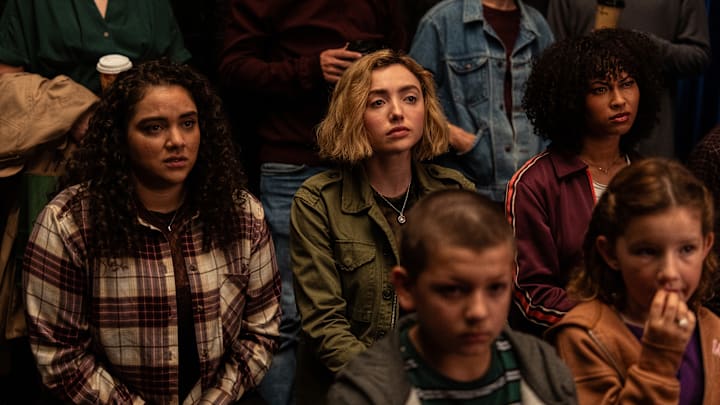 L-R: Kiara Pichardo as Nicole Herrera, Peyton List as Maddie Nears and Rainbow Wedell as Claire Zomer in School Spirits, Episode 5, Season 3, streaming on Paramount+, 2026. Photo Credit: Ed Araquel/Paramount+. L-R: Kiara Pichardo as Nicole Herrera, Peyton List as Maddie Nears and Rainbow Wedell as Claire Zomer in School Spirits, Episode 5, Season 3, streaming on Paramount+, 2026. Photo Credit: Ed Araquel/Paramount+.