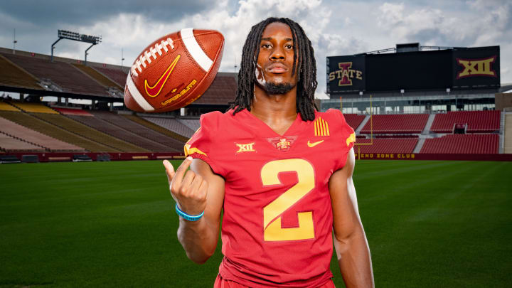 Iowa State defensive back T.J. Tampa stands for a photo during media day at Jack Trice Stadium in Ames, Friday, Aug. 4, 2023. Iowa State defensive back T.J. Tampa stands for a photo during media day at Jack Trice Stadium in Ames, Friday, Aug. 4, 2023.