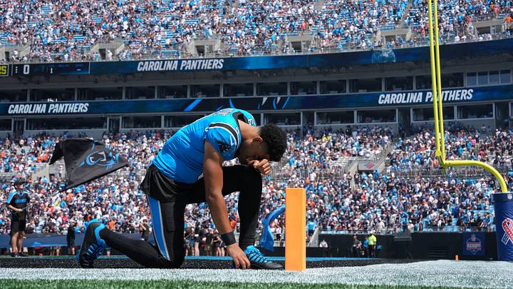 Carolina Panthers quarterback Bryce Young (9) before the start of the game against the Chicago Bears at Bank of America Stadium. Mandatory Credit: Bob Donnan-Imagn Images Carolina Panthers quarterback Bryce Young (9) before the start of the game against the Chicago Bears at Bank of America Stadium. Mandatory Credit: Bob Donnan-Imagn Images