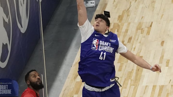 May 18, 2022; Chicago, IL, USA; Gabriele Procida participates during the NBA Draft Combine at Wintrust Arena. Mandatory Credit: David Banks-Imagn Images