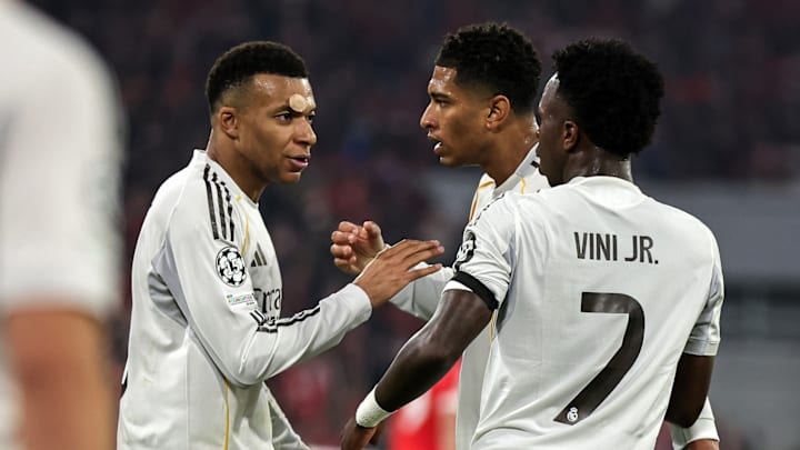 Kylian Mbappé, Jude Bellingham und Vini Jr. (v. l. n. r) werden in der kommenden Saison wohl einen neuen Trainer bekommen