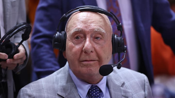 Mar 1, 2025; Knoxville, Tennessee, USA; ESPN analyst Dick Vitale before the game between the Tennessee Volunteers and the Alabama Crimson Tide at Thompson-Boling Arena at Food City Center. Mandatory Credit: Randy Sartin-Imagn Images