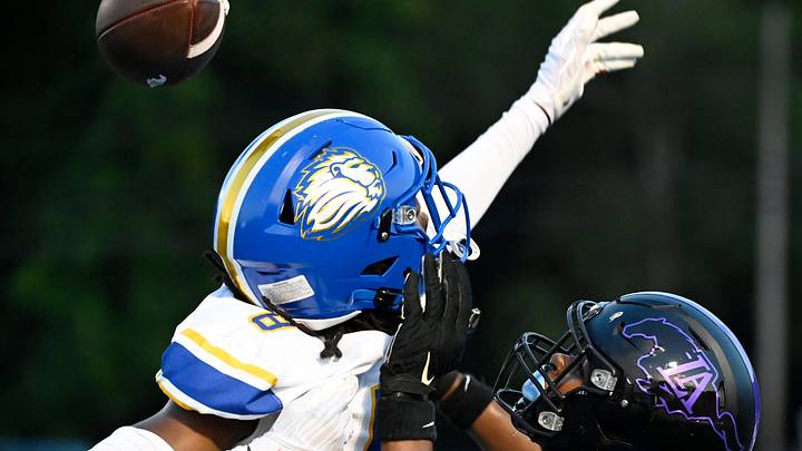 First Academy safety Danny Odem breaks up a pass during a 2024 high school football game in Nashville, Tenn. First Academy safety Danny Odem breaks up a pass during a 2024 high school football game in Nashville, Tenn.