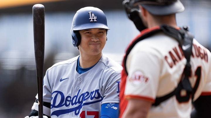 Sep 27, 2026; San Francisco, California, USA; Los Angeles Dodgers designated hitter Shohei Ohtani (17) greets San Francisco Giants catcher Drew Cavanaugh (61) as he steps in to bat during the first inning at Oracle Park. Mandatory Credit: D. Ross Cameron-Imagn Images Sep 27, 2026; San Francisco, California, USA; Los Angeles Dodgers designated hitter Shohei Ohtani (17) greets San Francisco Giants catcher Drew Cavanaugh (61) as he steps in to bat during the first inning at Oracle Park. Mandatory Credit: D. Ross Cameron-Imagn Images