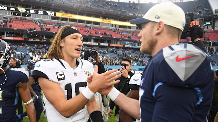 Dec 11, 2022; Nashville, Tennessee, USA; Jacksonville Jaguars quarterback Trevor Lawrence (16). Dec 11, 2022; Nashville, Tennessee, USA; Jacksonville Jaguars quarterback Trevor Lawrence (16).