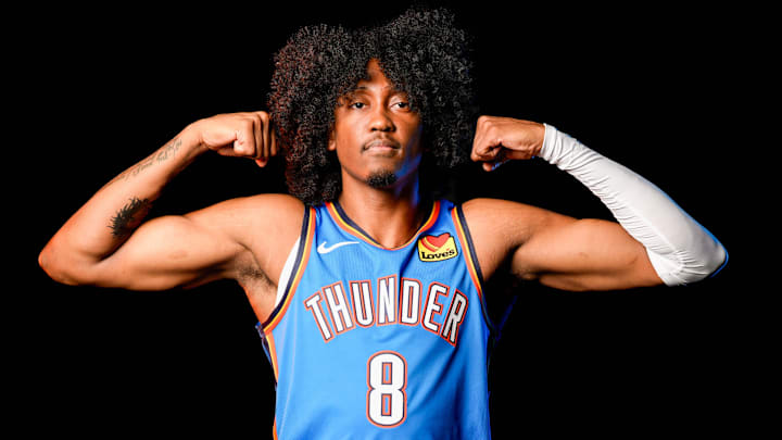 Jalen Williams is pictured during the Thunder media day at the Paycom Center in Oklahoma City, on Monday, Sept. 30, 2024. Jalen Williams is pictured during the Thunder media day at the Paycom Center in Oklahoma City, on Monday, Sept. 30, 2024.