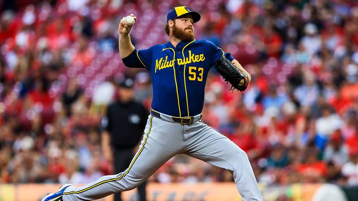 Jun 22, 2026; Cincinnati, Ohio, USA; Milwaukee Brewers starting pitcher Brandon Woodruff (53) pitches against the Cincinnati Reds in the first inning at Great American Ball Park. Mandatory Credit: Katie Stratman-Imagn Images Jun 22, 2026; Cincinnati, Ohio, USA; Milwaukee Brewers starting pitcher Brandon Woodruff (53) pitches against the Cincinnati Reds in the first inning at Great American Ball Park. Mandatory Credit: Katie Stratman-Imagn Images