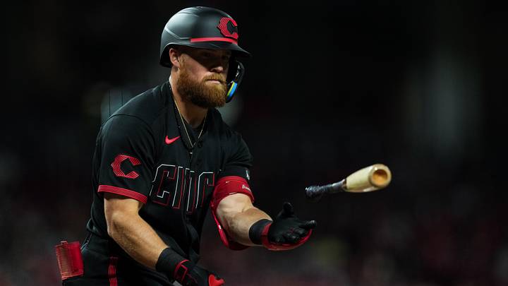 Jun 12, 2026; Cincinnati, Ohio, USA; Cincinnati Reds outfielder Blake Dunn (59) tosses his bat as he draws a walk against the Arizona Diamondbacks in the sixth inning at Great American Ball Park. Mandatory Credit: Aaron Doster-Imagn Images Jun 12, 2026; Cincinnati, Ohio, USA; Cincinnati Reds outfielder Blake Dunn (59) tosses his bat as he draws a walk against the Arizona Diamondbacks in the sixth inning at Great American Ball Park. Mandatory Credit: Aaron Doster-Imagn Images