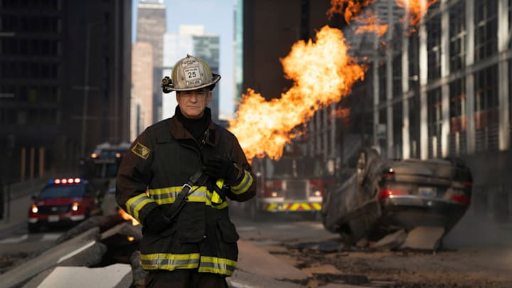 CHICAGO FIRE -- "In The Trenches: Part I" Episode 13011 -- Pictured: Dermot Mulroney as Chief Dom Pascal -- (Photo by: Peter Gordon/NBC)
