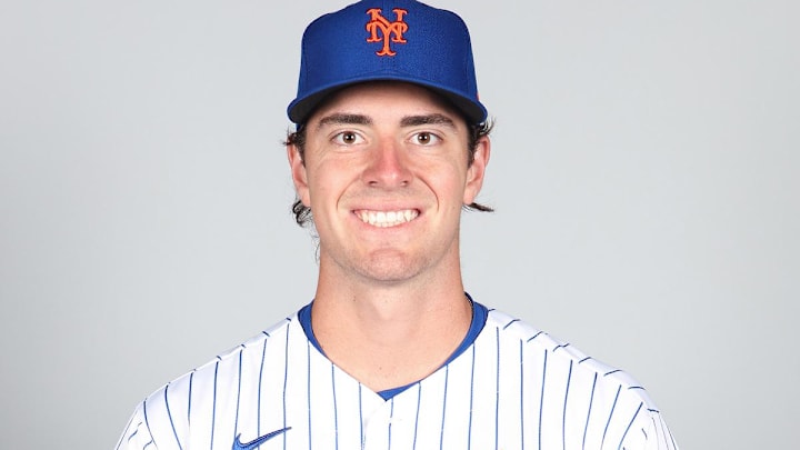 New York Mets Matt Allan #93 poses during media day at Clover Park in Port St. Lucie, Fla., in 2021. 