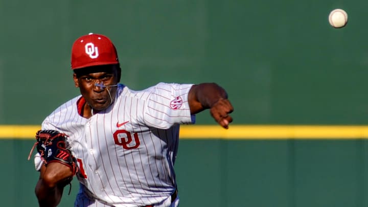 Oklahoma pitcher Cameron Johnson throws against Gonzaga. Oklahoma pitcher Cameron Johnson throws against Gonzaga.