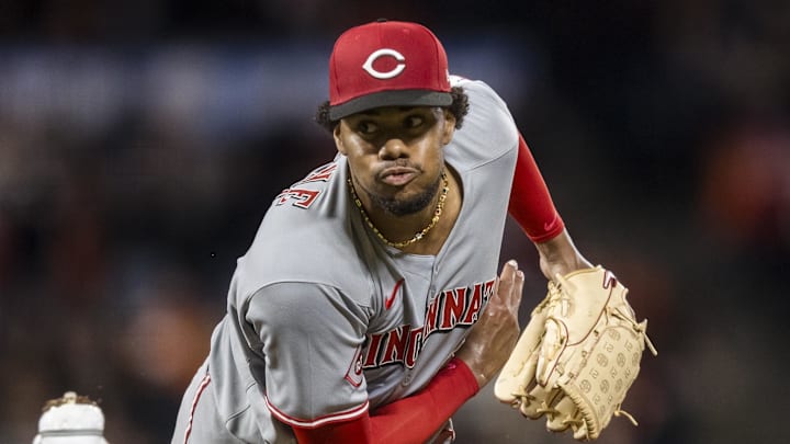 Cincinnati Reds starting pitcher Hunter Greene (21)