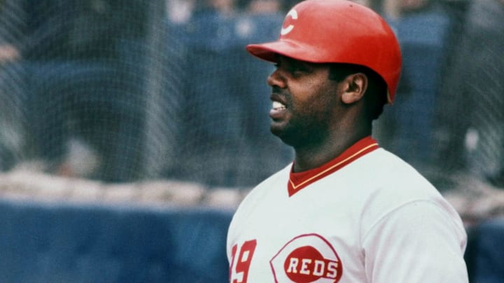 Cincinnati Reds Dave Parker waiting to bat in their exhibition game against Montreal Expos at Greer Stadium April 5, 1987.