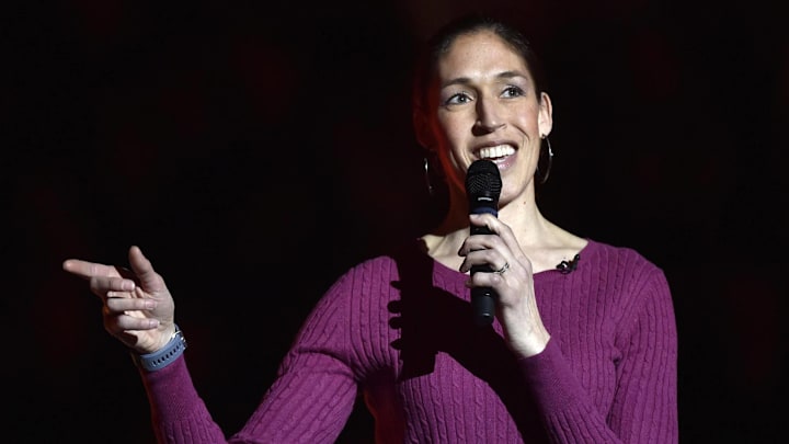 Rebecca Lobo, television basketball analyst and former WNBA star, on May 18, 2020. Rebecca Lobo, television basketball analyst and former WNBA star, on May 18, 2020.