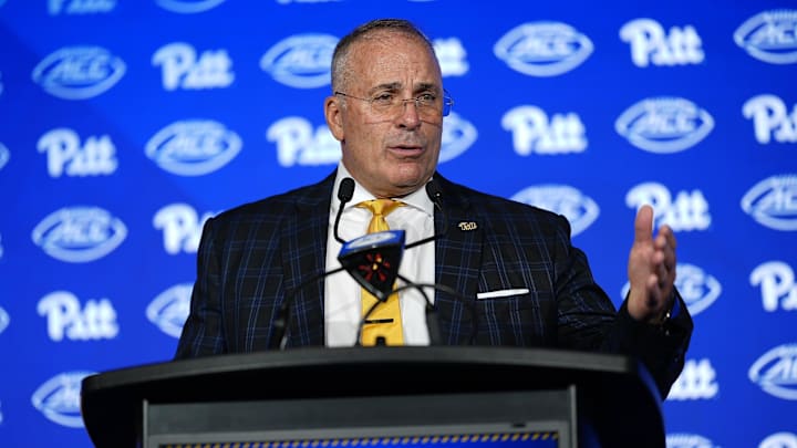 Jul 23, 2025; Charlotte, NC, USA; Pittsburgh Head Coach Pat Narduzzi answers questions from the media during ACC Media days at Hilton Charlotte Uptown. Mandatory Credit: Jim Dedmon-Imagn Images Jul 23, 2025; Charlotte, NC, USA; Pittsburgh Head Coach Pat Narduzzi answers questions from the media during ACC Media days at Hilton Charlotte Uptown. Mandatory Credit: Jim Dedmon-Imagn Images